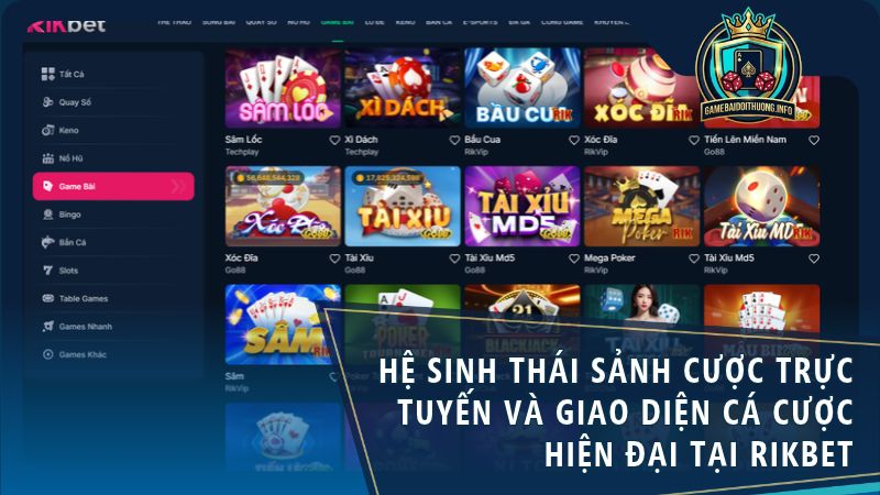 Hệ sinh thái sảnh cược trực tuyến và giao diện cá cược hiện đại tại RikBet
